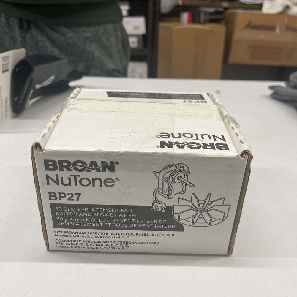 BP27 Broan Nutone 50 CFM Replacement and blower Wheel Fan Motor for 662 /668 678